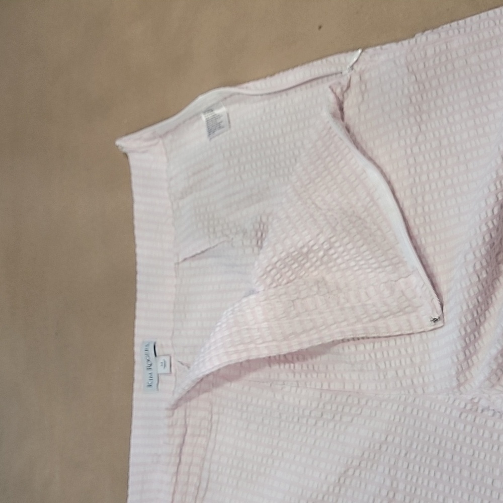 Kim Rogers Size 14 Pink and White Gingham Seersucker Cropped Pants - Picture 10 of 14